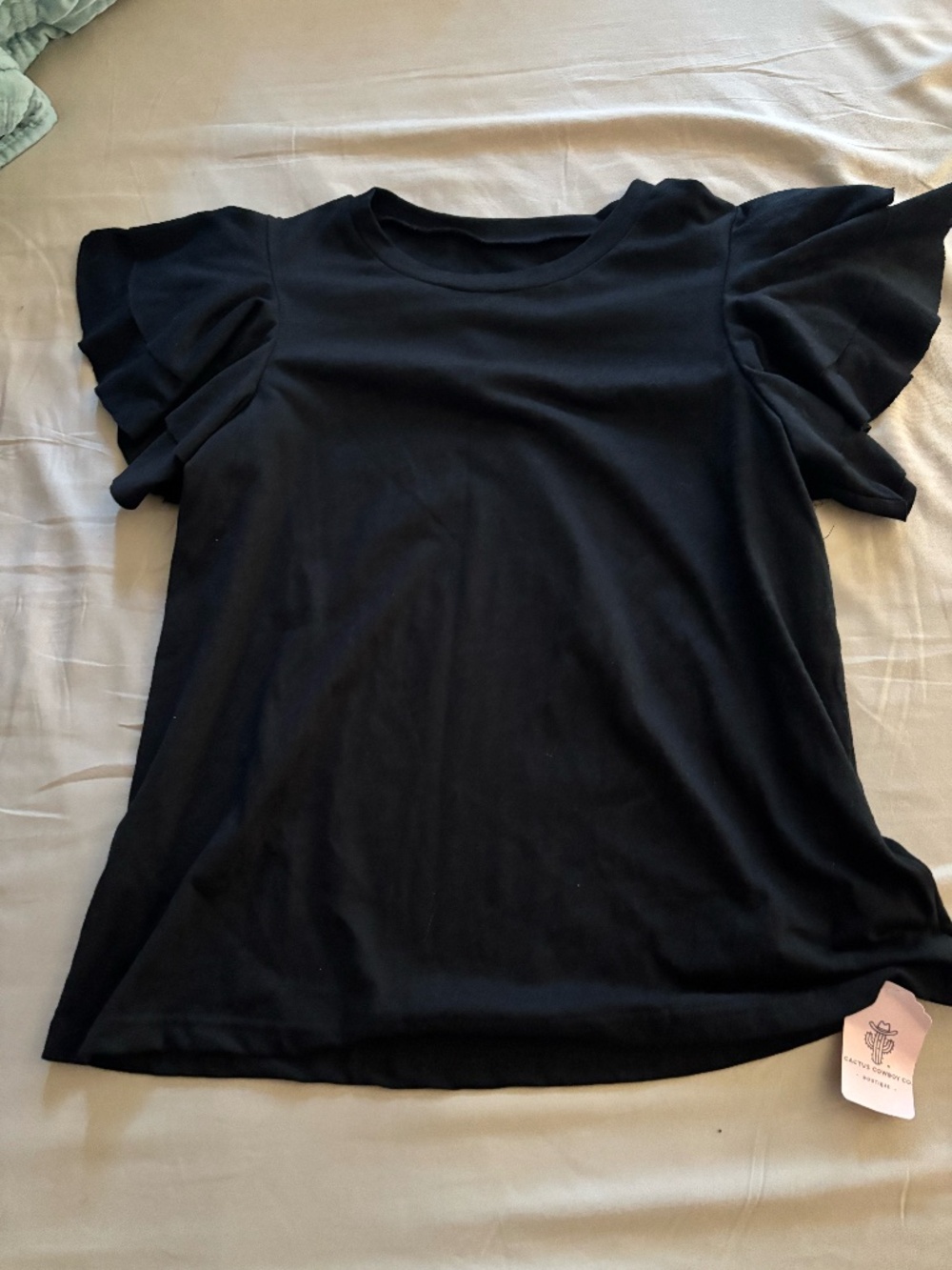 NWT Black Flutter Sleeve Top | Boutique Short Sleeve Blouse